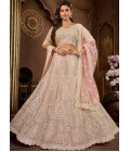 Peach Net Zarkan Codding Wedding Lehenga Choli