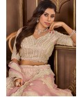 Peach Net Zarkan Codding Wedding Lehenga Choli