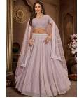 Lavender Net Sequins Wedding Lehenga Choli