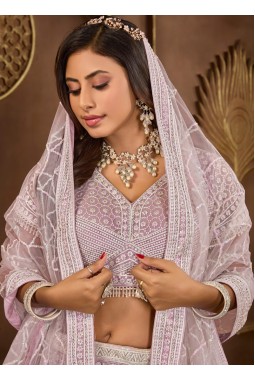 Lavender Net Sequins Wedding Lehenga Choli