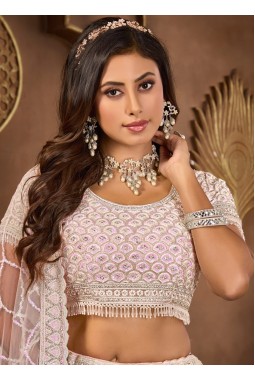 Baby Pink Net Zarkan Wedding Lehenga Choli