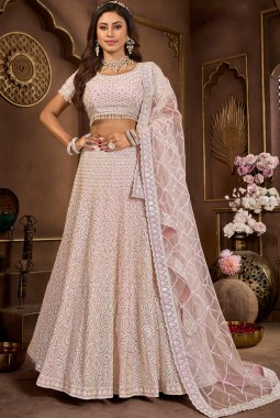 Baby Pink Net Zarkan Wedding Lehenga Choli