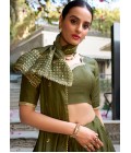 Green Chanderi Zari Weaving Festival Wear Lehenga Choli Green Chanderi Zari Weaving Festival Wear Lehenga Choli