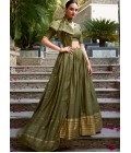 Green Chanderi Zari Weaving Festival Wear Lehenga Choli Green Chanderi Zari Weaving Festival Wear Lehenga Choli