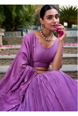 Lavender Chanderi Zari Weaving Festival Wear Lehenga Choli