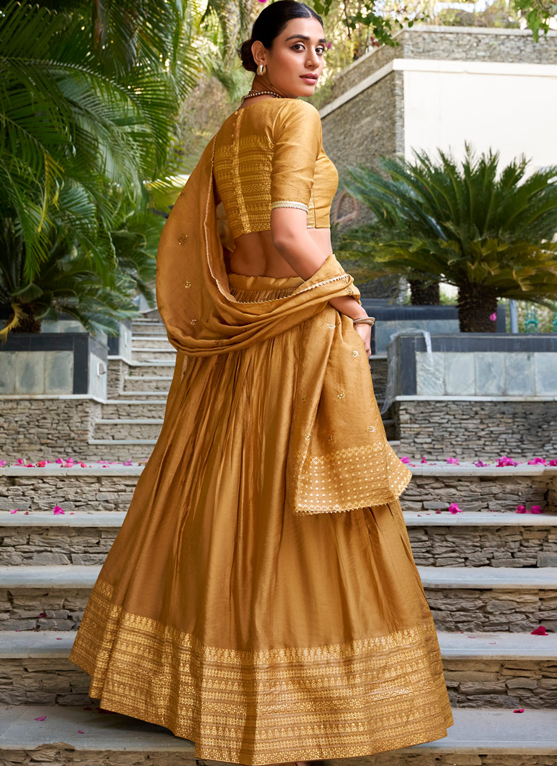 Mustard Chanderi Zari Weaving Festive Wear Lehenga Choli Mustard Chanderi Zari Weaving Festive Wear Lehenga Choli