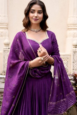 Purple Chanderi Zari Weaving Festival Wear Lehenga Choli