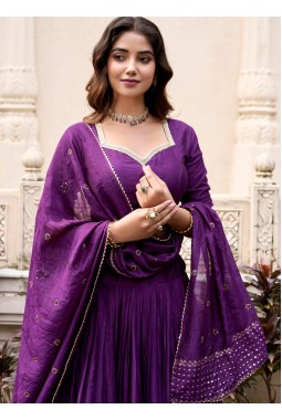Purple Chanderi Zari Weaving Festival Wear Lehenga Choli