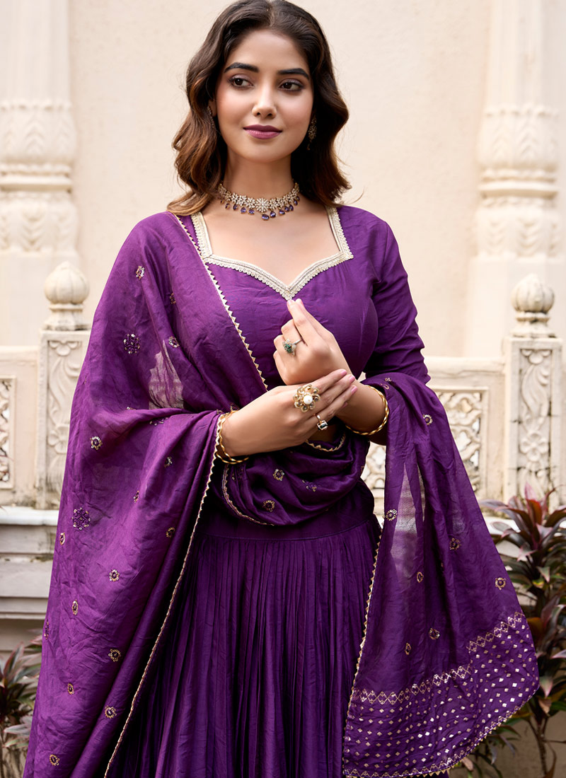Purple Chanderi Zari Weaving Festival Wear Lehenga Choli Purple Chanderi Zari Weaving Festival Wear Lehenga Choli