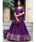 Purple Chanderi Zari Weaving Festival Wear Lehenga Choli Purple Chanderi Zari Weaving Festival Wear Lehenga Choli