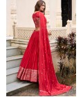 Red Chanderi Zari Weaving Festival Wear Lehenga Choli Red Chanderi Zari Weaving Festival Wear Lehenga Choli