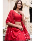 Red Chanderi Zari Weaving Festival Wear Lehenga Choli Red Chanderi Zari Weaving Festival Wear Lehenga Choli