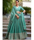 Sea Green Chanderi Zari Weaving Festival Wear Lehenga Choli Sea Green Chanderi Zari Weaving Festival Wear Lehenga Choli
