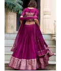 Wine Chanderi Zari Weaving Festival Wear Lehenga Choli Wine Chanderi Zari Weaving Festival Wear Lehenga Choli