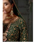 Bottle Green Georgette Codding Zarkan Bridal Lehenga Choli