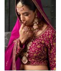 Queen Pink Georgette Codding Zarkan Bridal Lehenga Choli