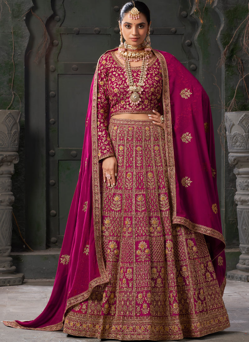 Queen Pink Georgette Codding Zarkan Bridal Lehenga Choli