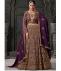 Wine Georgette Codding Zarkan Bridal Lehenga Choli