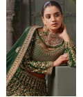 Bottle Green Georgette Codding Zarkan Bridal Lehenga Choli