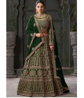 Bottle Green Georgette Codding Zarkan Bridal Lehenga Choli