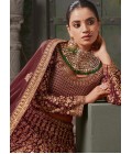 Maroon Georgette Codding Zarkan Bridal Lehenga Choli