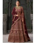 Maroon Georgette Codding Zarkan Bridal Lehenga Choli