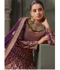 Wine Georgette Codding Zarkan Bridal Lehenga Choli