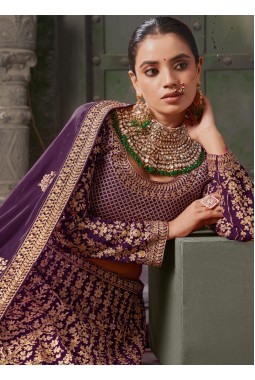 Wine Georgette Codding Zarkan Bridal Lehenga Choli