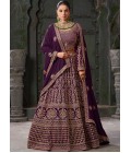 Wine Georgette Codding Zarkan Bridal Lehenga Choli