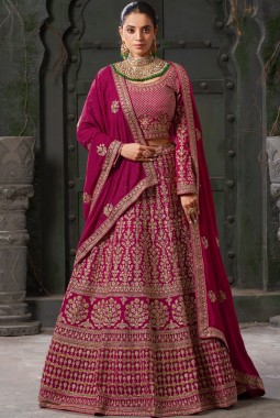 Queen Pink Georgette Codding Zarkan Bridal Lehenga Choli