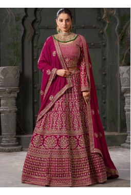 Queen Pink Georgette Codding Zarkan Bridal Lehenga Choli