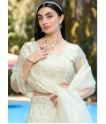 White Organza Zarkan Sequins Wedding Lehenga Choli