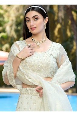 White Organza Zarkan Sequins Wedding Lehenga Choli
