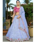 Blue Viscose Gota Embroidered Wedding Lehenga Choli Blue Viscose Gota Embroidered Wedding Lehenga Choli