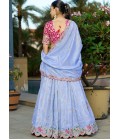 Blue Viscose Gota Embroidered Wedding Lehenga Choli Blue Viscose Gota Embroidered Wedding Lehenga Choli