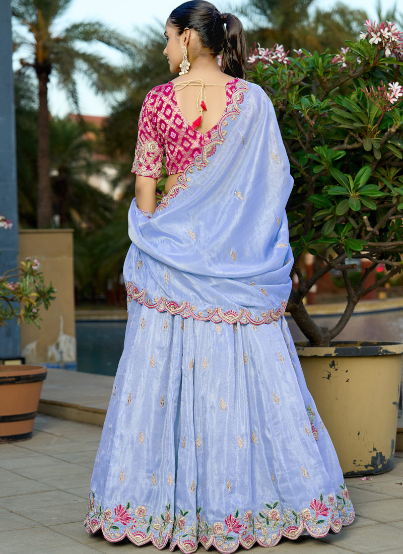 Blue Viscose Gota Embroidered Wedding Lehenga Choli Blue Viscose Gota Embroidered Wedding Lehenga Choli
