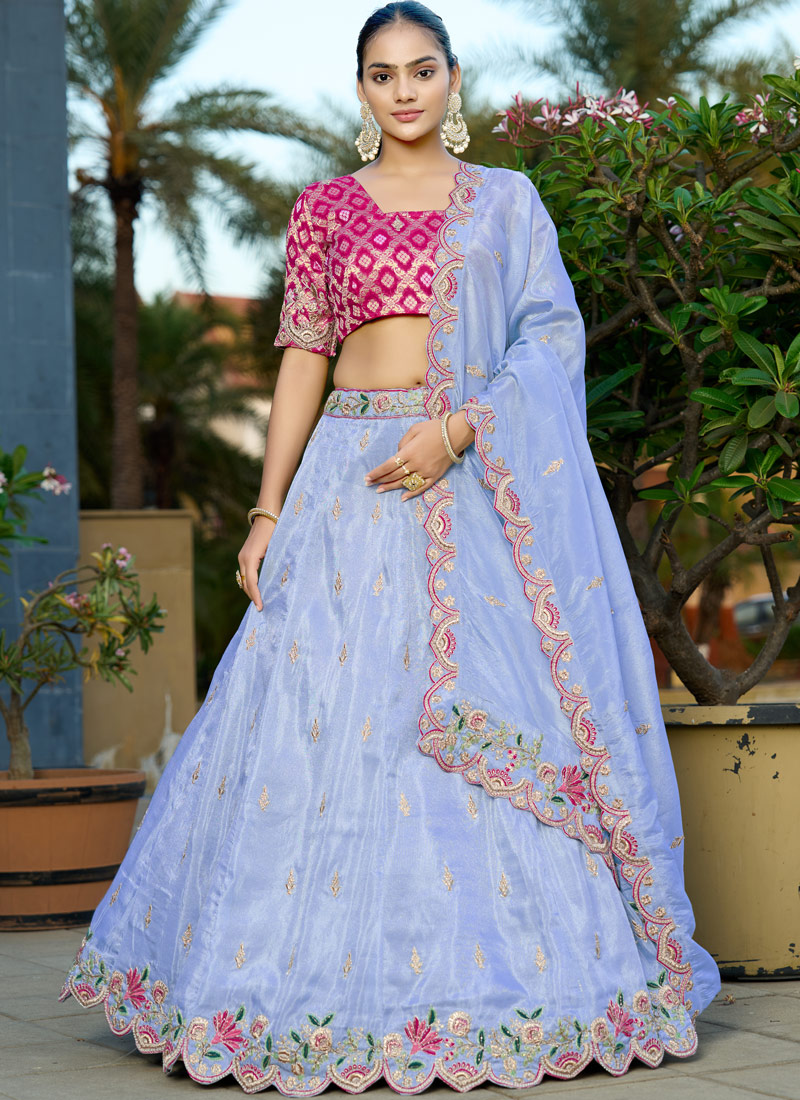 Blue Viscose Gota Embroidered Wedding Lehenga Choli Blue Viscose Gota Embroidered Wedding Lehenga Choli
