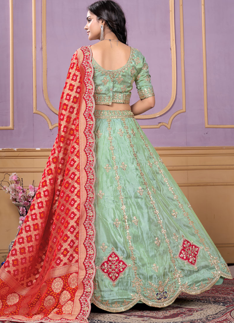 Pista Green Viscose Gota Sequins Wedding Lehenga Choli Pista Green Viscose Gota Sequins Wedding Lehenga Choli