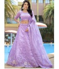 Lavender Organza Zarkan Sequins Wedding Lehenga Choli