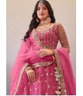 Dark Pink Net Sequins Wedding Lehenga Choli