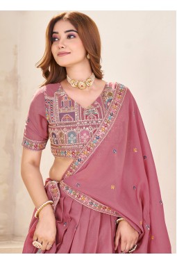 Brown Georgette Sequins Embroidered Wedding Lehenga Choli