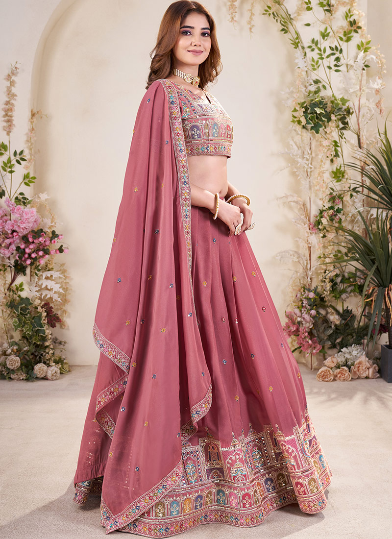 Brown Georgette Sequins Embroidered Wedding Lehenga Choli Brown Georgette Sequins Embroidered Wedding Lehenga Choli