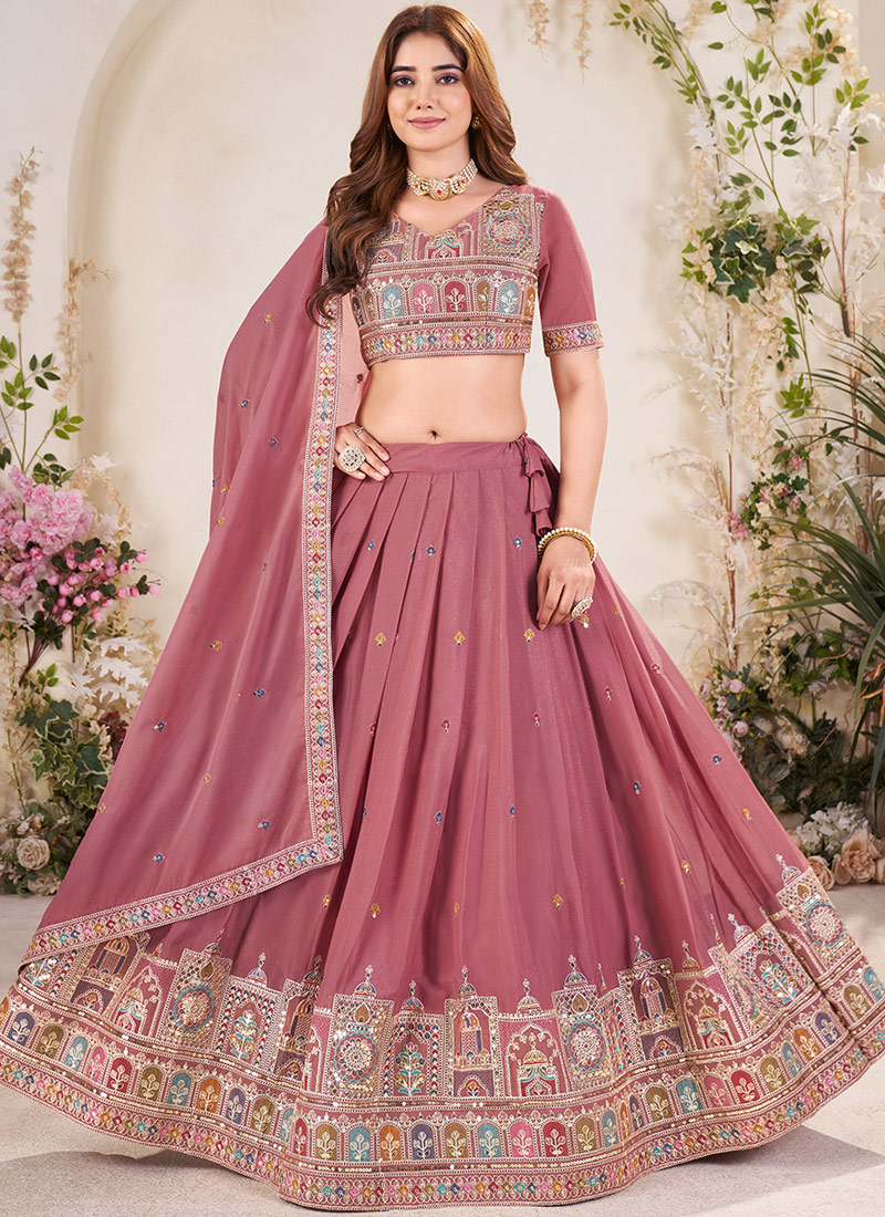 Brown Georgette Sequins Embroidered Wedding Lehenga Choli Brown Georgette Sequins Embroidered Wedding Lehenga Choli