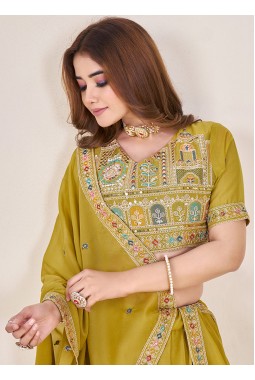 Green Georgette Sequins Embroidered Wedding Lehenga Choli