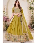 Green Georgette Sequins Embroidered Wedding Lehenga Choli Green Georgette Sequins Embroidered Wedding Lehenga Choli
