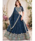Navy Blue Georgette Sequins Embroidered Wedding Lehenga Choli Navy Blue Georgette Sequins Embroidered Wedding Lehenga Choli