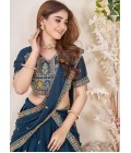 Navy Blue Georgette Sequins Embroidered Wedding Lehenga Choli Navy Blue Georgette Sequins Embroidered Wedding Lehenga Choli