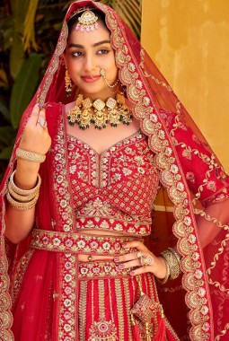 Red Silk Hand Work Bridal Lehenga Choli