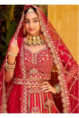 Red Silk Hand Work Bridal Lehenga Choli