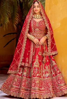 Red Silk Hand Work Bridal Lehenga Choli